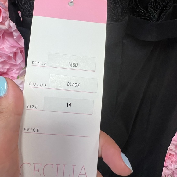 Cecilia Couture 1460 black size 14 off the shoulder long dress NWT mermaid - Picture 6 of 9